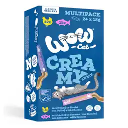 Zooplus 24x15g WOW Cat Creamy Snack Mix pakket (2 soorten) kattensnacks aanbieding