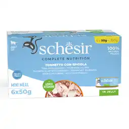 Zooplus 6x50g Tonijn met zeebaars Schesir Complete Voeding filet in gelei natvoer voor katten aanbieding