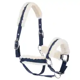 Zooplus Nomad Tales halster met rand van imitatiebont, marineblauw, navy maat Pony paard aanbieding