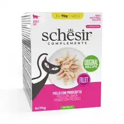 Zooplus 6x70g Kip met ham Schesir Complementen in gelei natvoer voor katten aanbieding
