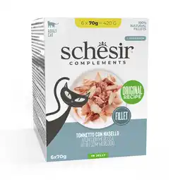 Zooplus 6x70g Tonijn met heek Schesir Complementen in gelei natvoer voor katten aanbieding