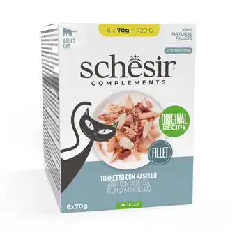 Zooplus 6x70g Tonijn met heek Schesir Complementen in gelei natvoer voor katten aanbieding