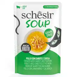 Zooplus 12x40g Kip met wortels en pompoen Schesir kattensoep natvoer voor katten aanbieding