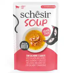 Zooplus 12x40g zalm en wortel Schesir kattensoep natvoer voor katten aanbieding