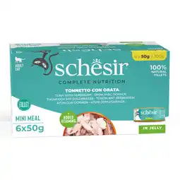 Zooplus 6x50g Tonijn met goudbrasem Schesir Complete Voeding filet in gelei natvoer voor katten aanbieding