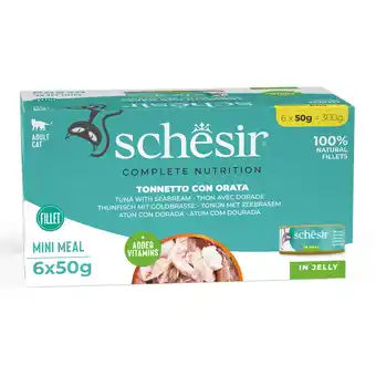 Zooplus 6x50g Tonijn met goudbrasem Schesir Complete Voeding filet in gelei natvoer voor katten aanbieding