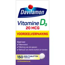 De Online Drogist Davitamon Vitamine D3 20mcg Smelttabletten aanbieding