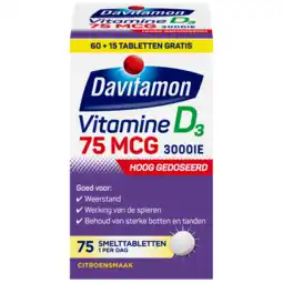 De Online Drogist Davitamon Vitamine D3 75mcg Smelttabletten aanbieding