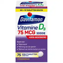 De Online Drogist Davitamon Vitamine D3 75mcg Smelttabletten aanbieding