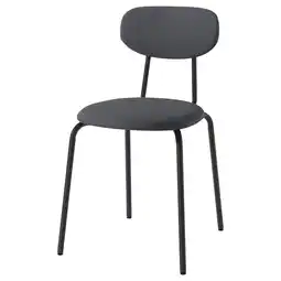 IKEA Sandberg stoel: gestoffeerde zitting en rugleuning, zwarte metalen poten, gebogen rugontwerp aanbieding
