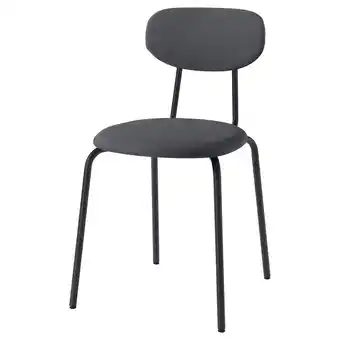 IKEA Sandberg stoel: gestoffeerde zitting en rugleuning, zwarte metalen poten, gebogen rugontwerp aanbieding