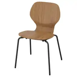 IKEA SkÅlsta Eetkamerstoel, walnootfineer/kokervormig metaal/zwart-grijs aanbieding