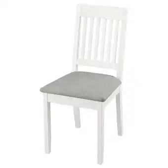 IKEA Witte nÄsinge stoel, grijs kussen, houten frame, lattenrug aanbieding