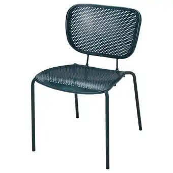 IKEA Een donkerblauwe duvskÄr stapelbare metalen stoel met geventileerde zitting aanbieding