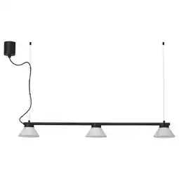 IKEA Sambord zwarte hanglamp met 3 witte kegels, modern design voor tafel aanbieding