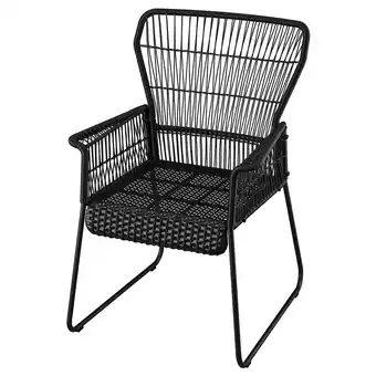 IKEA TallskÄr stoel, zwart, gevlochten rotan, buiten, met armleuningen aanbieding