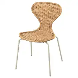 IKEA SkÅlsta Eetkamerstoel, rotan/kokervormig metaal/lichtgrijs-beige aanbieding