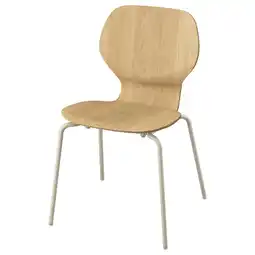 IKEA SkÅlsta Eetkamerstoel, eikenfineer/kokervormig metaal/lichtgrijs-beige aanbieding