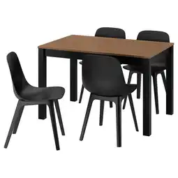 IKEA Ålhult / odger Tafel en 4 stoelen, zwart/bruin/antraciet, 120x80 cm aanbieding