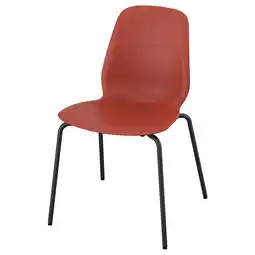 IKEA SkÅlsta Eetkamerstoel, kunststof rood/kokervormig metaal/zwart-grijs aanbieding