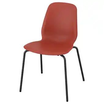 IKEA SkÅlsta Eetkamerstoel, kunststof rood/kokervormig metaal/zwart-grijs aanbieding