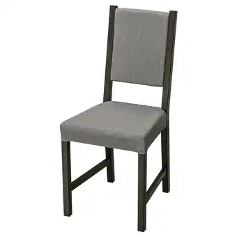 IKEA Stefan massief houten grijze stoel met gedempte zitting en rugleuning, strak design aanbieding