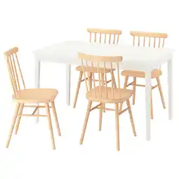 IKEA NÄsinge / hÖgved Tafel en 4 stoelen, wit/berkenfineer, 130x80 cm aanbieding