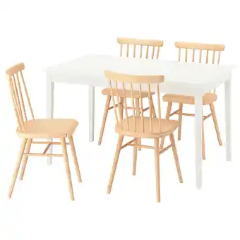 IKEA NÄsinge / hÖgved Tafel en 4 stoelen, wit/berkenfineer, 130x80 cm aanbieding