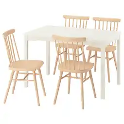 IKEA Hauga / hÖgved Tafel en 4 stoelen, wit/berkenfineer, 118x74 cm aanbieding