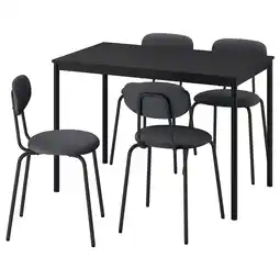 IKEA Sandsberg Tafel en 4 stoelen, zwart zwart/remmarn-antraciet antraciet, 110x67 cm aanbieding