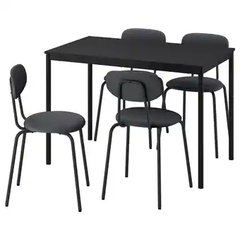 IKEA Sandsberg Tafel en 4 stoelen, zwart zwart/remmarn-antraciet antraciet, 110x67 cm aanbieding