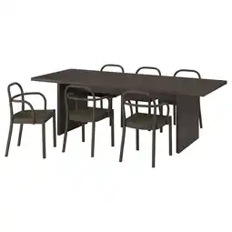 IKEA Bergshyttan / stockholm 2025 Tafel met 6 stoelen, donkerbruin essenfineer/donkerbruin, 240x93 cm aanbieding