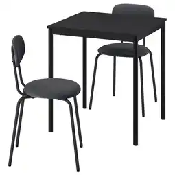 IKEA Sandsberg Tafel met 2 stoelen, zwart zwart/remmarn-antraciet antraciet, 67x67 cm aanbieding