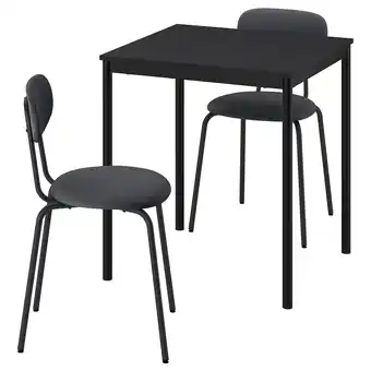 IKEA Sandsberg Tafel met 2 stoelen, zwart zwart/remmarn-antraciet antraciet, 67x67 cm aanbieding