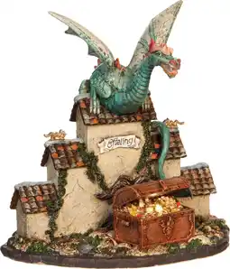 Intratuin LuVille Efteling kerstdorpminiatuur de draak met verlichting 16,5 x 9,5 x 17,5 cm aanbieding