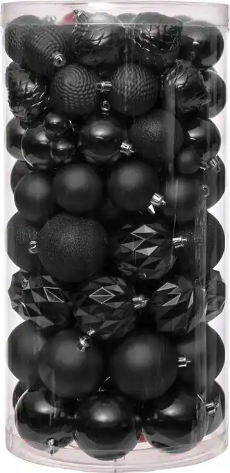 Intratuin Intratuin kerstbal Flint box zwart D 4 / 6 / 8 cm 100-delig aanbieding