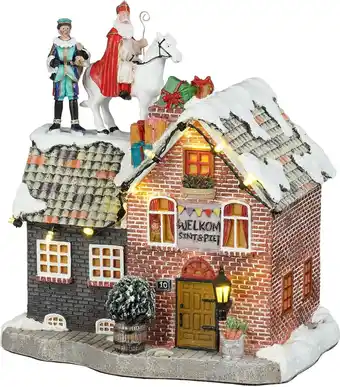 Intratuin Luville Molendam kersthuisje sinterklaas on roof (sint op het dak) 17,5 x 13 x 19 cm aanbieding