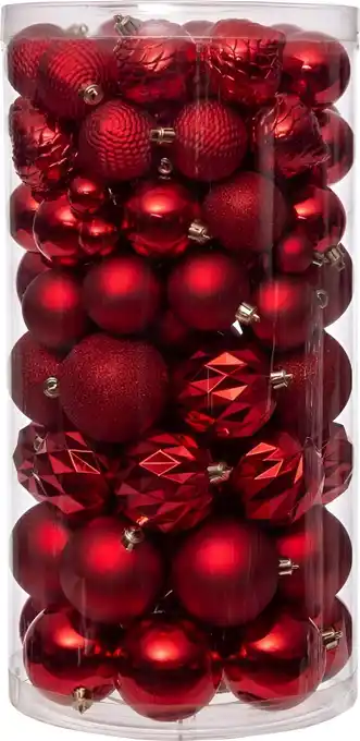 Intratuin Intratuin kerstbal Flint box rood D 4 / 6 / 8 cm 100-delig aanbieding