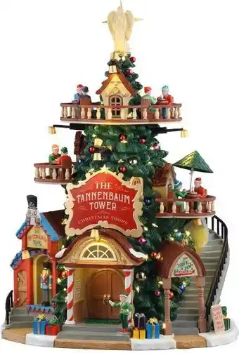 Intratuin Lemax Santa's Wonderland kersthuisje tannenbaum tower (dennenboom toren) 22 x 20 x 30,5 cm aanbieding