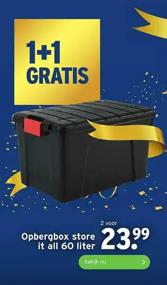 GAMMA Opbergbox Store It All 60 Liter 1+1 Gratis aanbieding