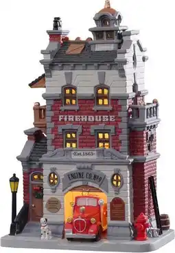 Intratuin Lemax Caddington Village kersthuisje engine company no. 9 (brandweerkazerne) 16 x 10,6 x 25 cm aanbieding