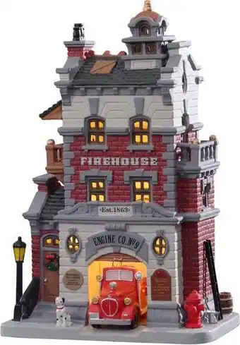 Intratuin Lemax Caddington Village kersthuisje engine company no. 9 (brandweerkazerne) 16 x 10,6 x 25 cm aanbieding