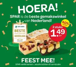 Spar SPAR vanille kersen-, woudvruchten of carrotcake aanbieding