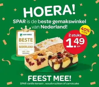 Spar SPAR vanille kersen-, woudvruchten of carrotcake aanbieding