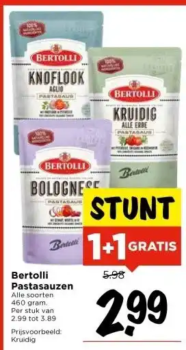 Vomar Voordeelmarkt Bertolli Pastasauzen aanbieding