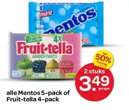 Spar alle Mentos & of Fruit-tella aanbieding