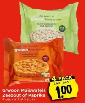 Vomar Voordeelmarkt G'woon Maïswafels Zeezout of Paprika aanbieding