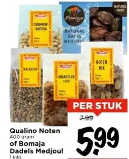 Vomar Voordeelmarkt Qualino Noten of Bomaja Dadels Medjoul aanbieding