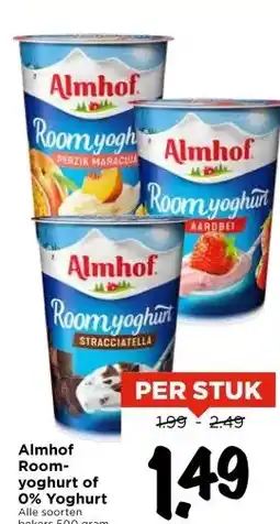 Vomar Voordeelmarkt Almhof Room- yoghurt of 0% Yoghurt aanbieding