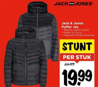 Vomar Voordeelmarkt Jack & Jones Puffer Jas aanbieding